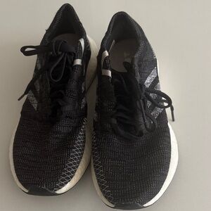 Black and White Adidas Pureboost Sneakers